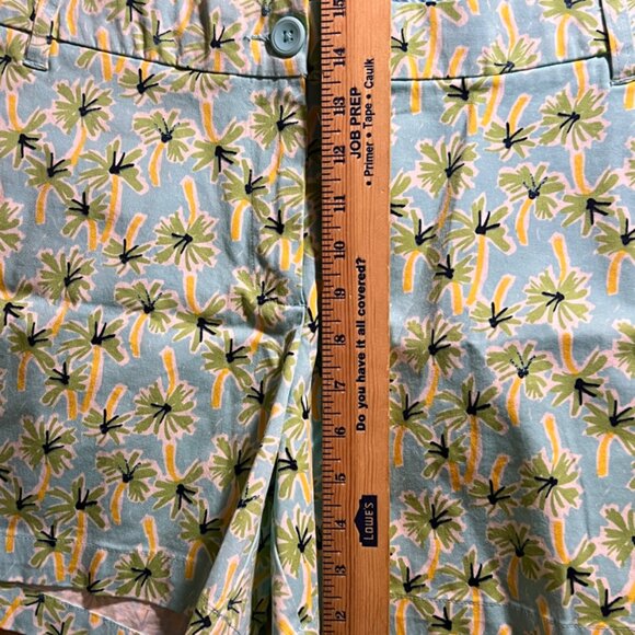 NWT Crown & Ivy Women 14 Aqua Green Palms High Raise Flat Front Chino Shorts (V) - Picture 6 of 9